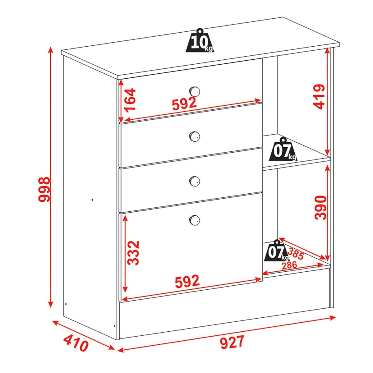 ALTAVISION - Cómoda Stop 4 Cajones Altavision