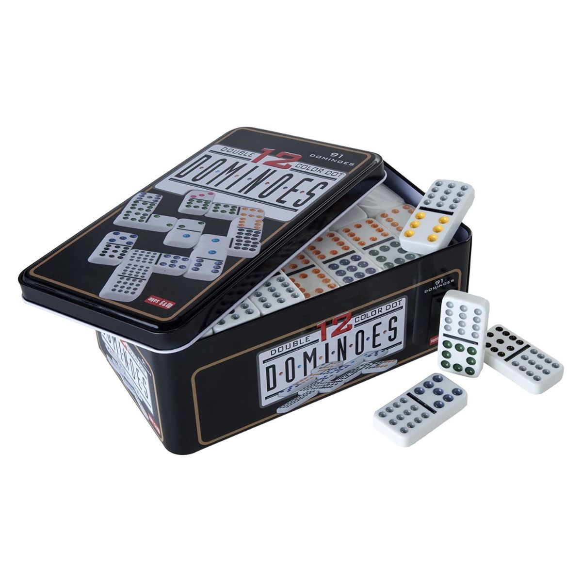 CAP DOR - Juego Dominó 91 Piezas Caja Metálica