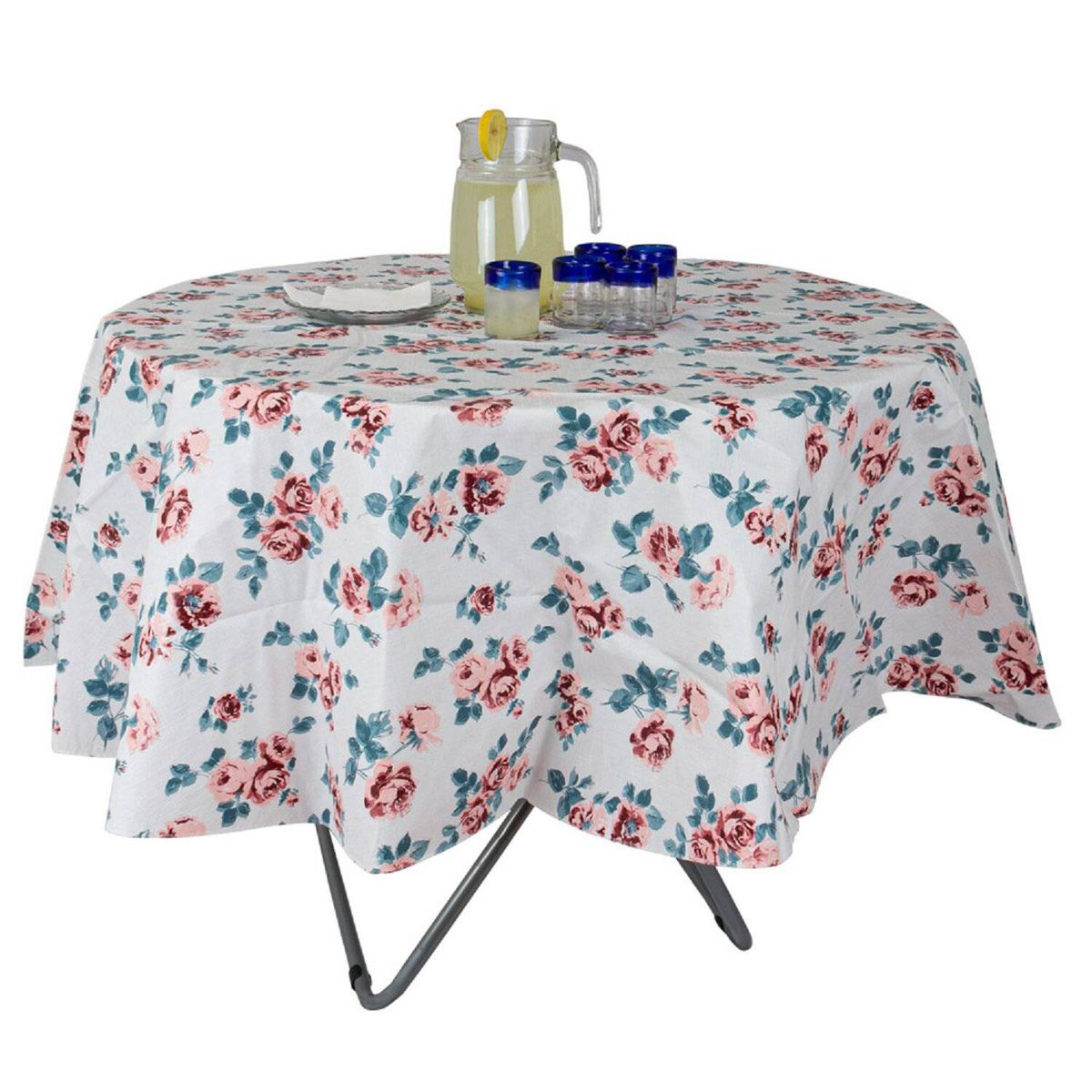 MASEL - Mantel pvc rosas redondo 180 cm. damasco