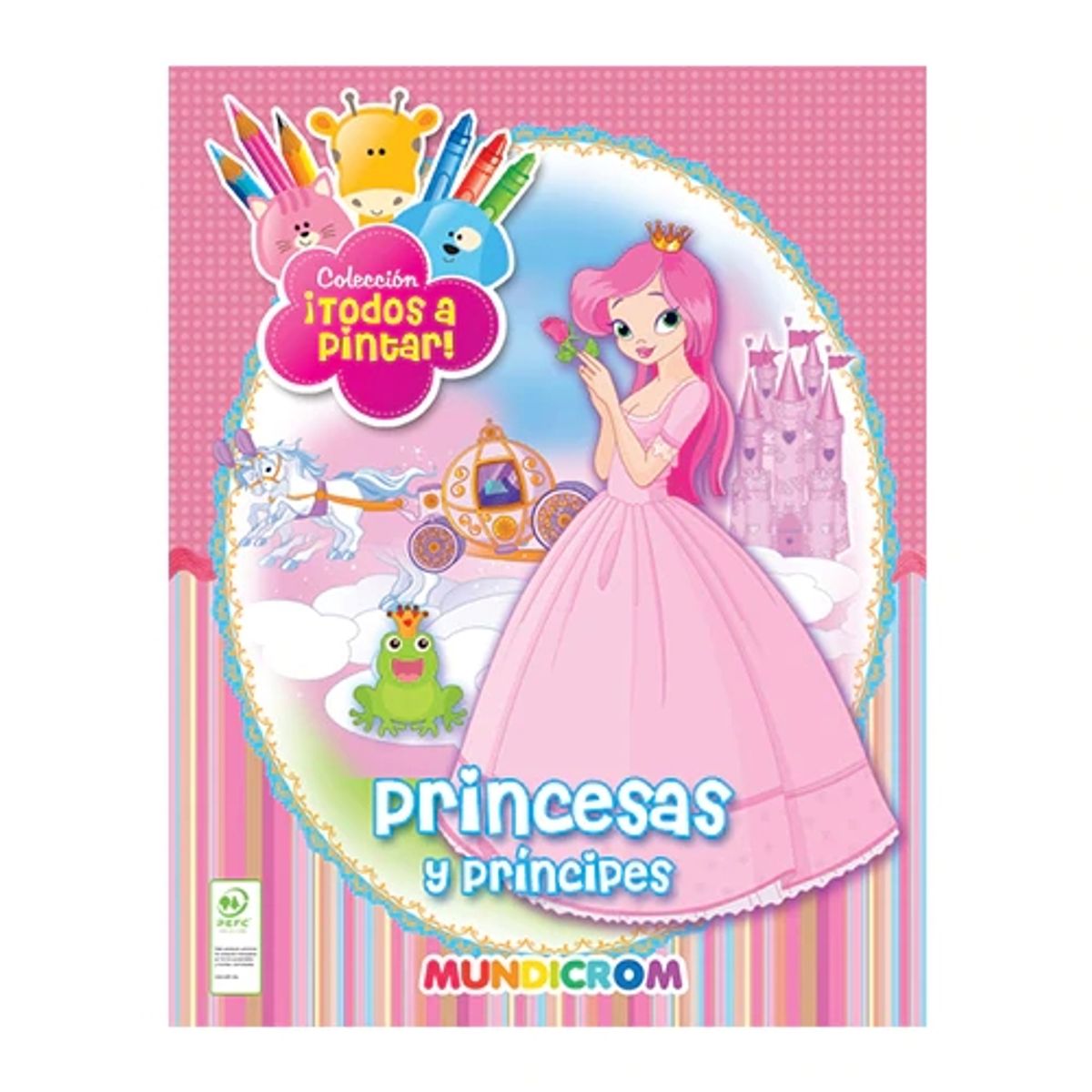 MUNDICROM - Pack libros Todos A Pintar contiene 4 Libros: Princesas, hadas, castillos y animales. Editorial Mundicrom