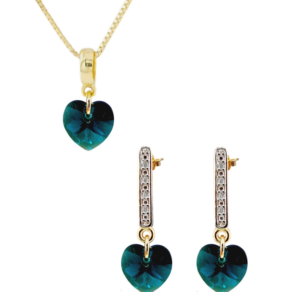 JOYAS MONTERO - Conjunto Romance Gold 24K creado con cristales de Swarovski® Emerald
