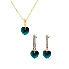 JOYAS MONTERO - Conjunto Romance Gold Cristales Genuinos Emerald Shimmer