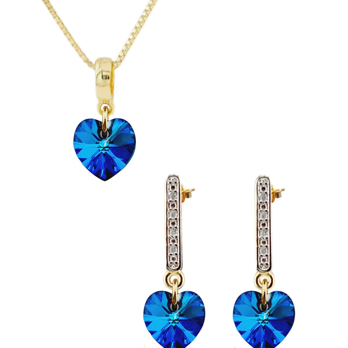 JOYAS MONTERO - Conjunto Romance Gold 24K creado con cristales de Swarovski® Bermuda Blue