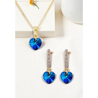 Imagen 2 del producto Conjunto Romance Gold 24K creado con cristales de Swarovski® Bermuda Blue