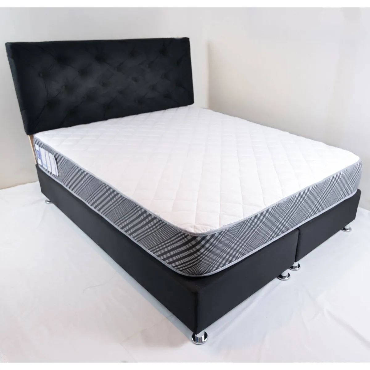 MUEBLES HVM - Cama HVM Full Negro Cuero pu Pmetal