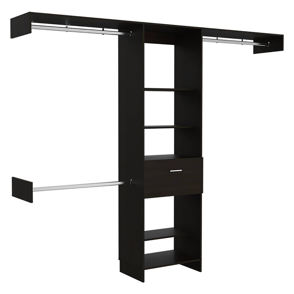 FMFURNITURE - Closet 1 Cajón 3 Barras - Negro 210.6x250x41.5 cm