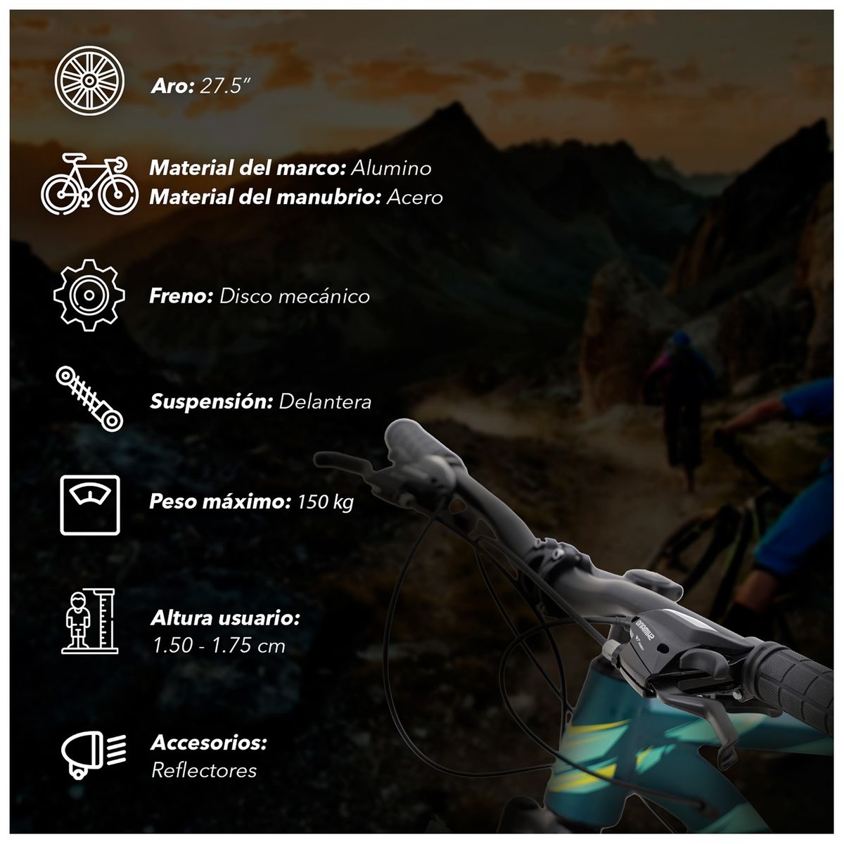 ATLETIS - Bicicleta Mountain Bike Aro 27.5 21 Velocidades