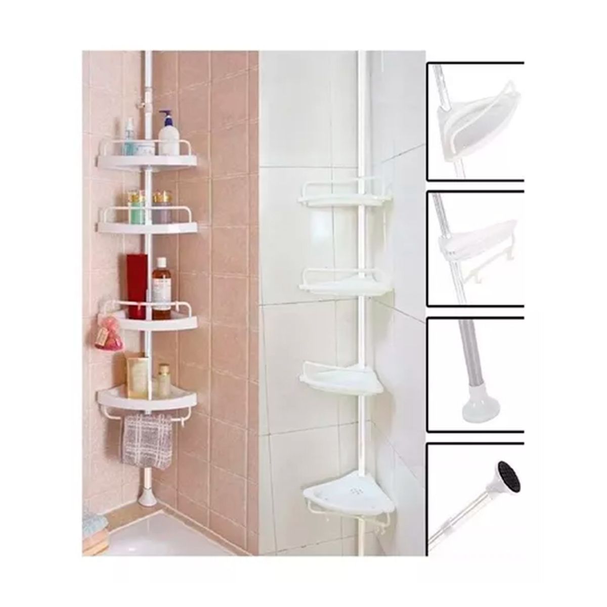 GENERICO - Esquinero De Ducha Multi-uso 4 Repisas Ajustables para Baño