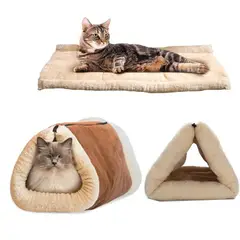 GENERICO - Cama Túnel Para Gatos Mascotas Lavable Polar 2 En 1 Térmica