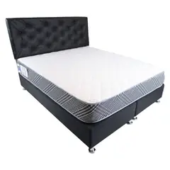 MUEBLES HVM - Cama HVM full Negra Felpa Pmetal