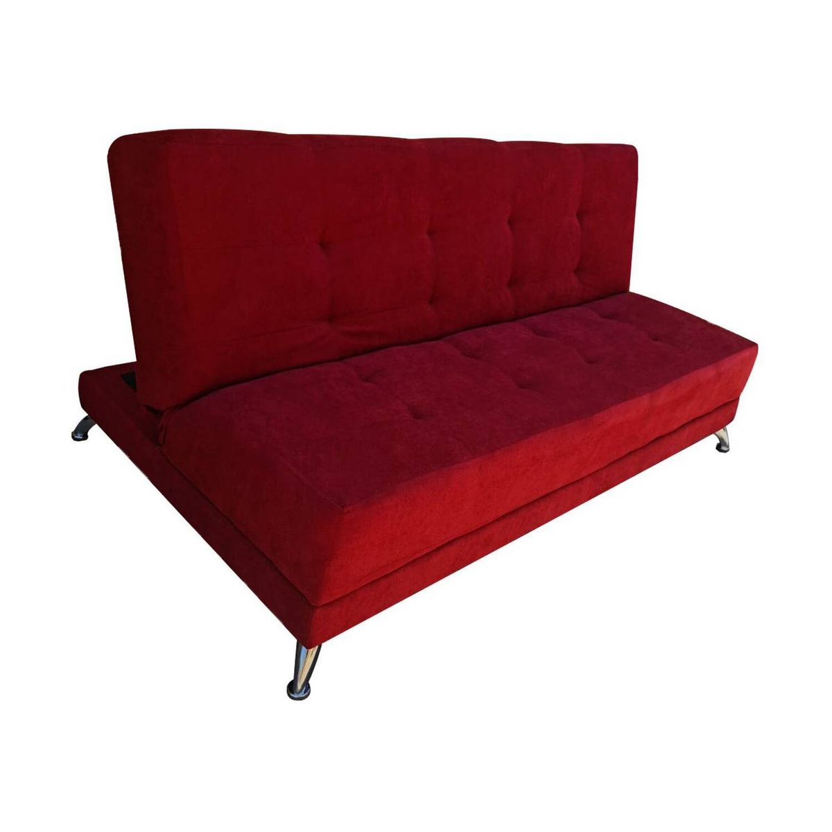MUEBLES HVM - Futon Cama patagonia 15P  Rojo felpa Pmetal