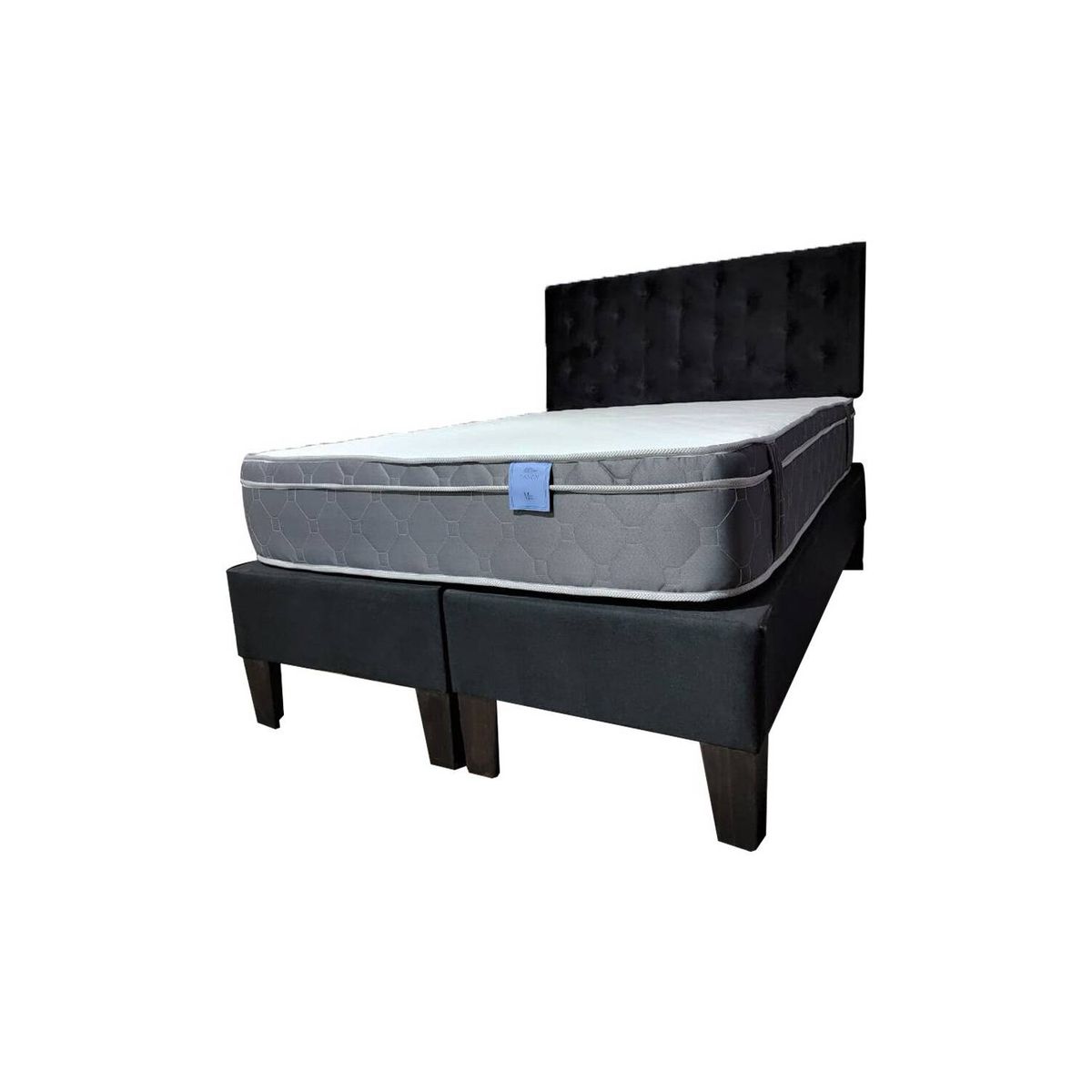 MUEBLES HVM - Cama HVM Tanon 2P Negro Felpa Pmadera