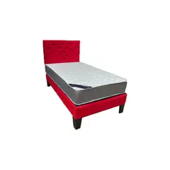 MUEBLES HVM - Cama HVM 15P Rojo Respaldo Pmadera