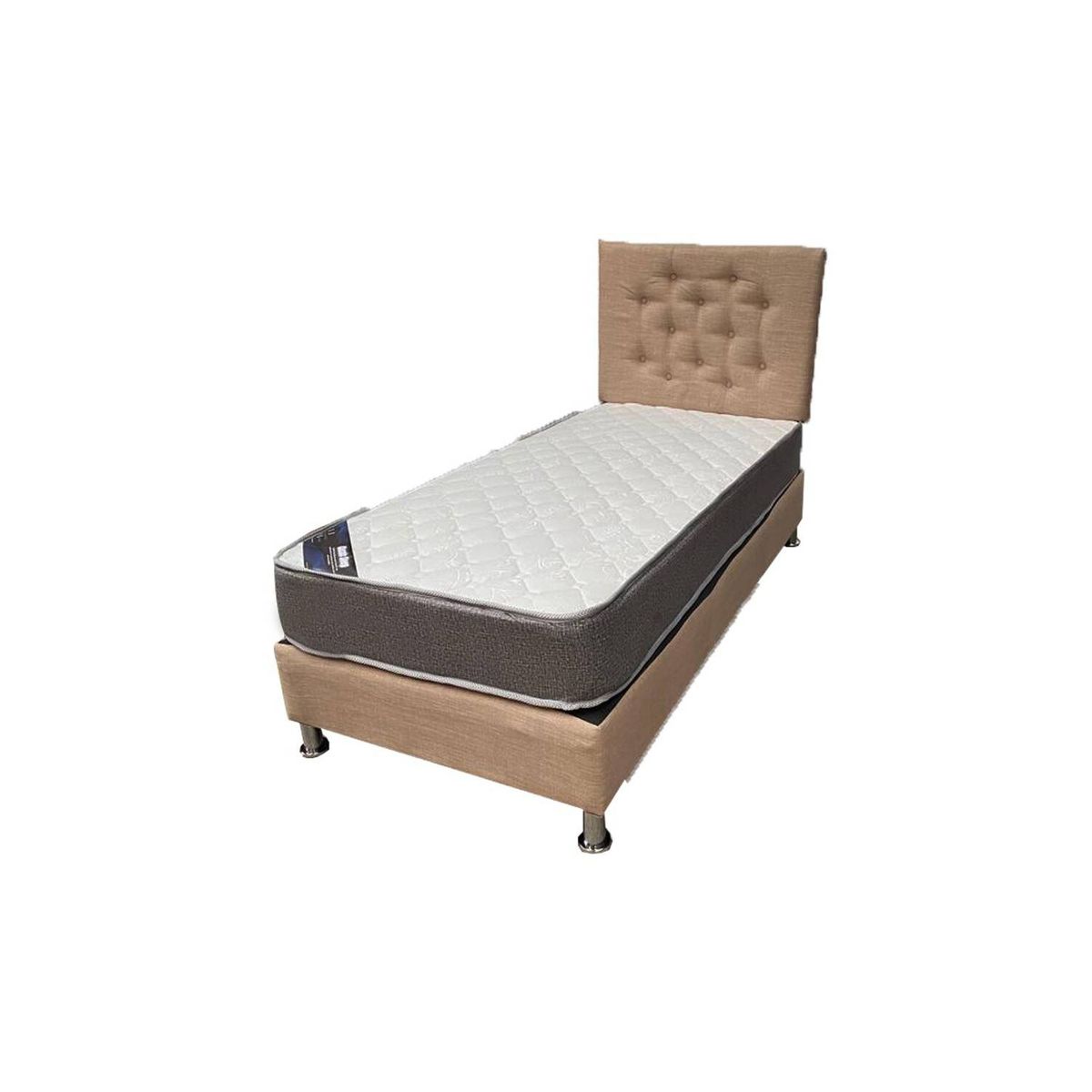 MUEBLES HVM - Cama HVM 1P Beige Lino Pmetal