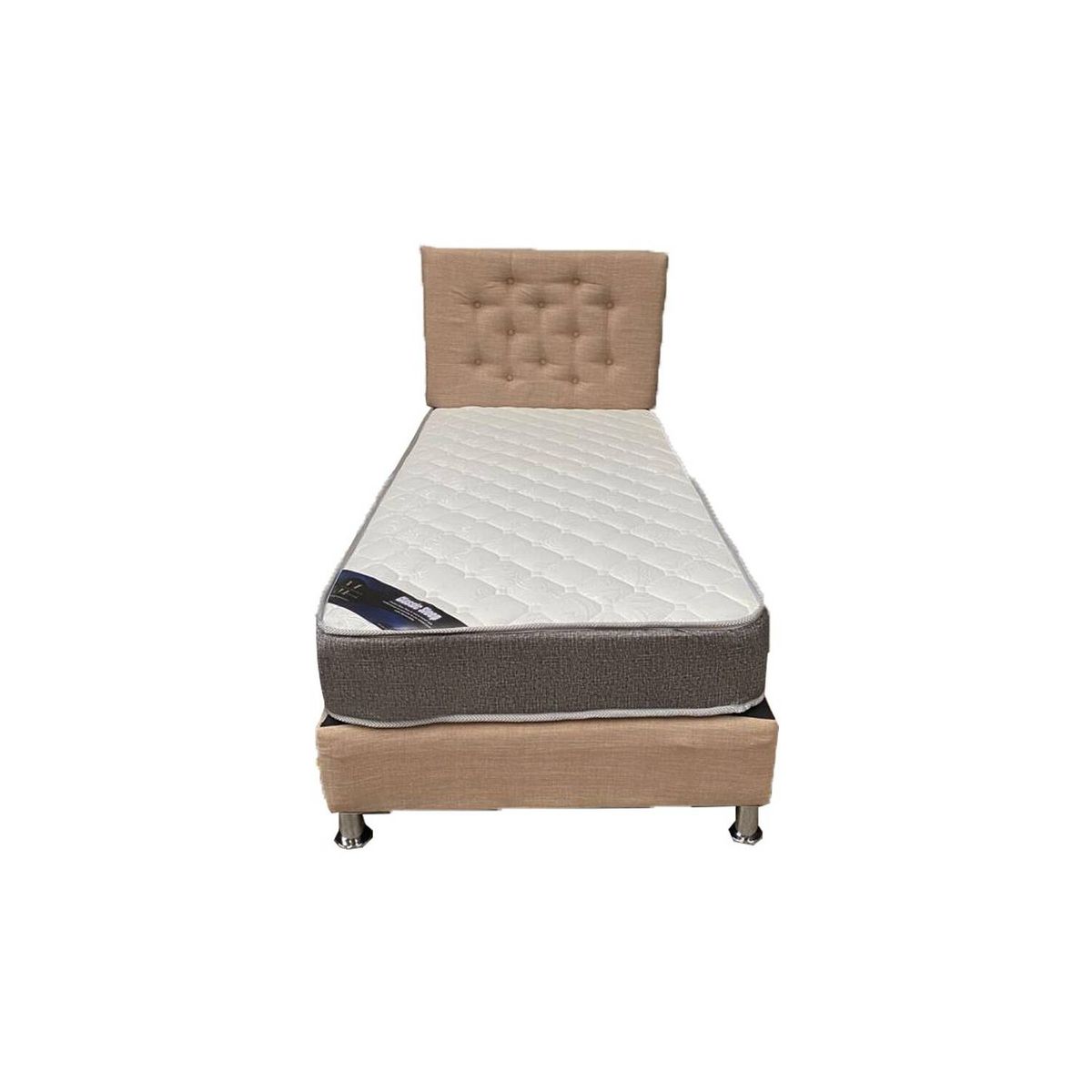 MUEBLES HVM - Cama HVM 1P Beige Lino Pmetal