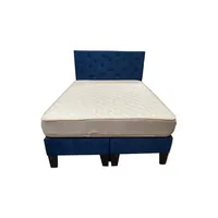 Cama HVM full Azul Marino Felpa Pmadera