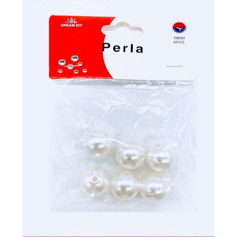 A - Perlas de color  blanco de 18mm para manualidades y bisutería