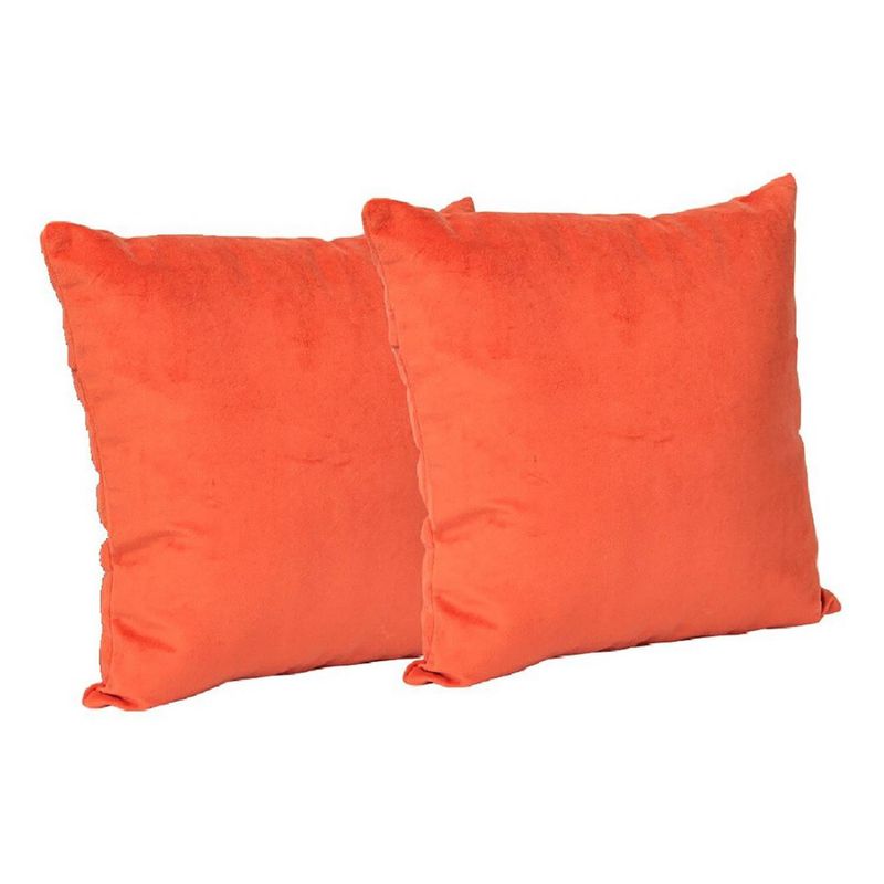 MASEL - Set 2 cojines felpa velvet 40 x 40  naranja