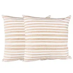 MASEL - Set 2 cojines lona española 50x50 rayas beige