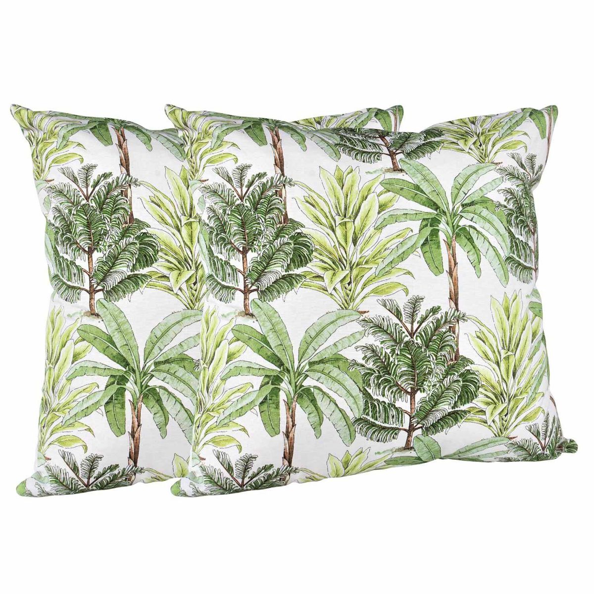 MASEL - Set 2 cojines lona española 50x50 palmeras verde