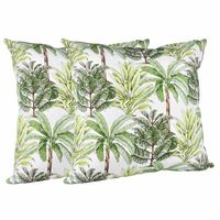 Set 2 cojines lona española 50x50 palmeras verde