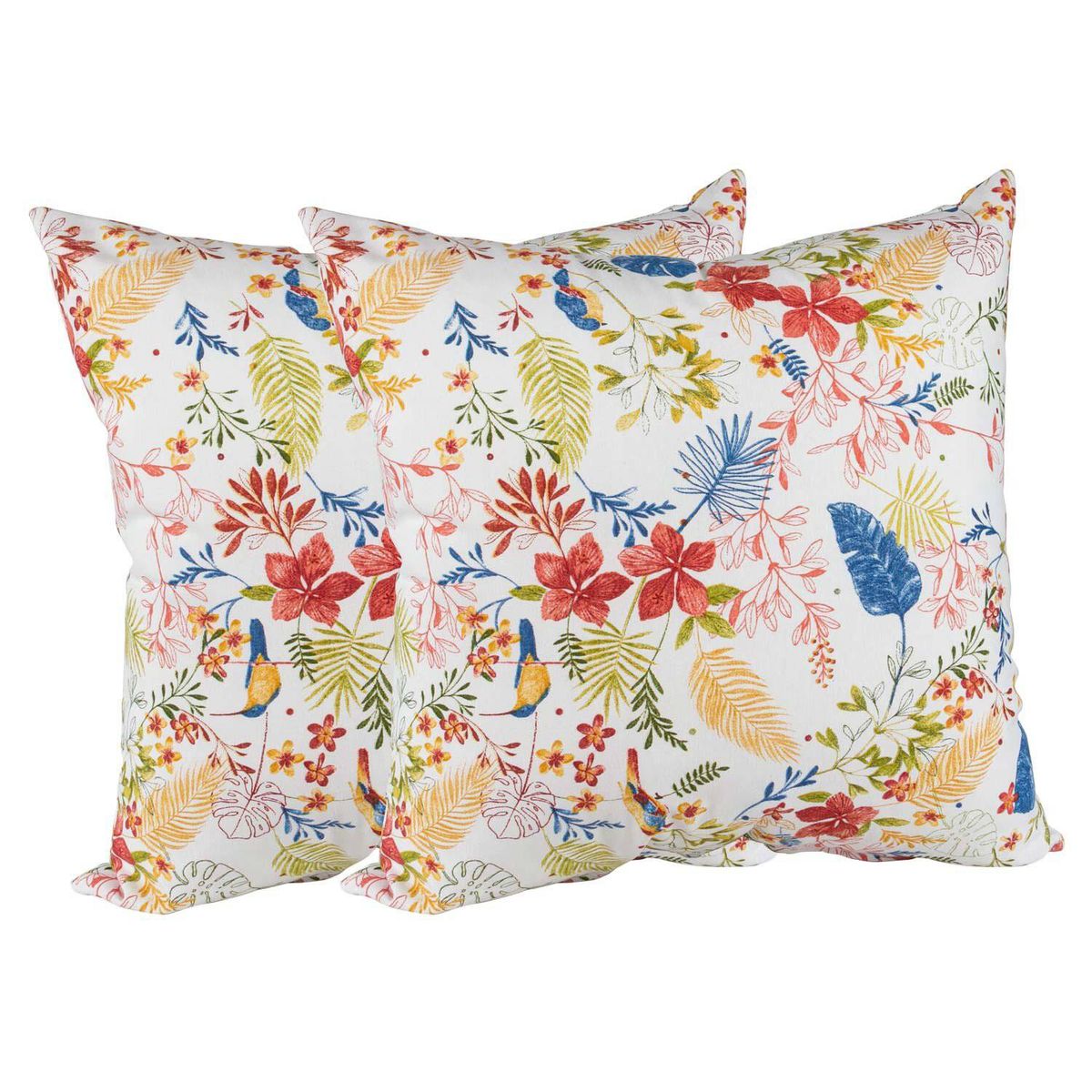 MASEL - Set 2 cojines lona española 50x50 pajaritos azul