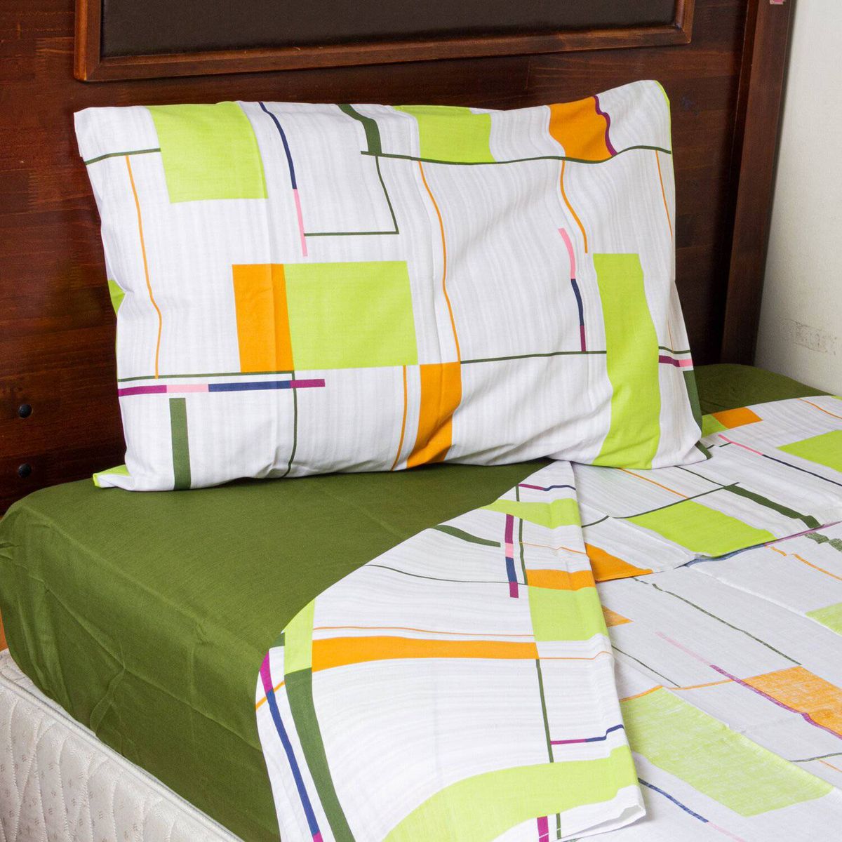 MASEL - Jgo  de sabanas 2pl  trix  olive -144 hilos