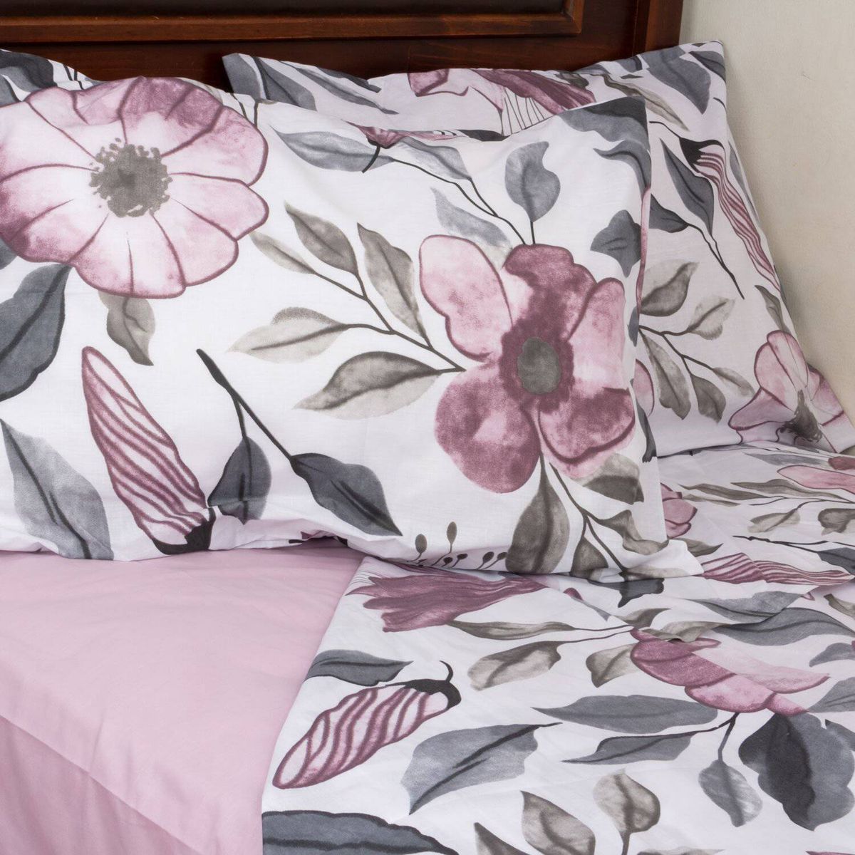 MASEL - Juego de sabanas flores lila  2.5 plazas