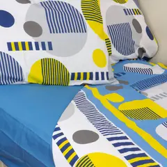 MASEL - Juego de sabanas pacman 2 plazas azul