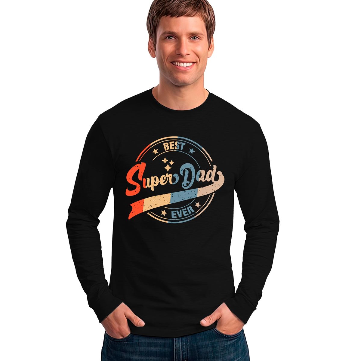 CHATICAS - Polera Hombre Manga Larga Dia Del Padre Best Super Dad Ever Super Papá