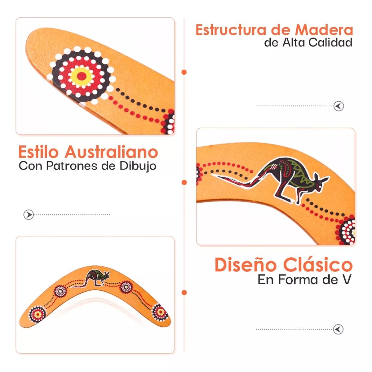 KUANGYE - Bumerán Boomerang De Madera Exteriores Juguete Volador