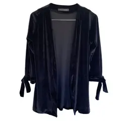 MARIA PASKARO - Tapado Kimono Corto Dublin Negro Terciopelo - Negro