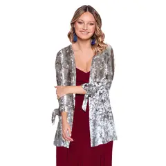 MARIA PASKARO - Tapado Kimono Corto Dublin Dorado Jaspeado Terciopelo