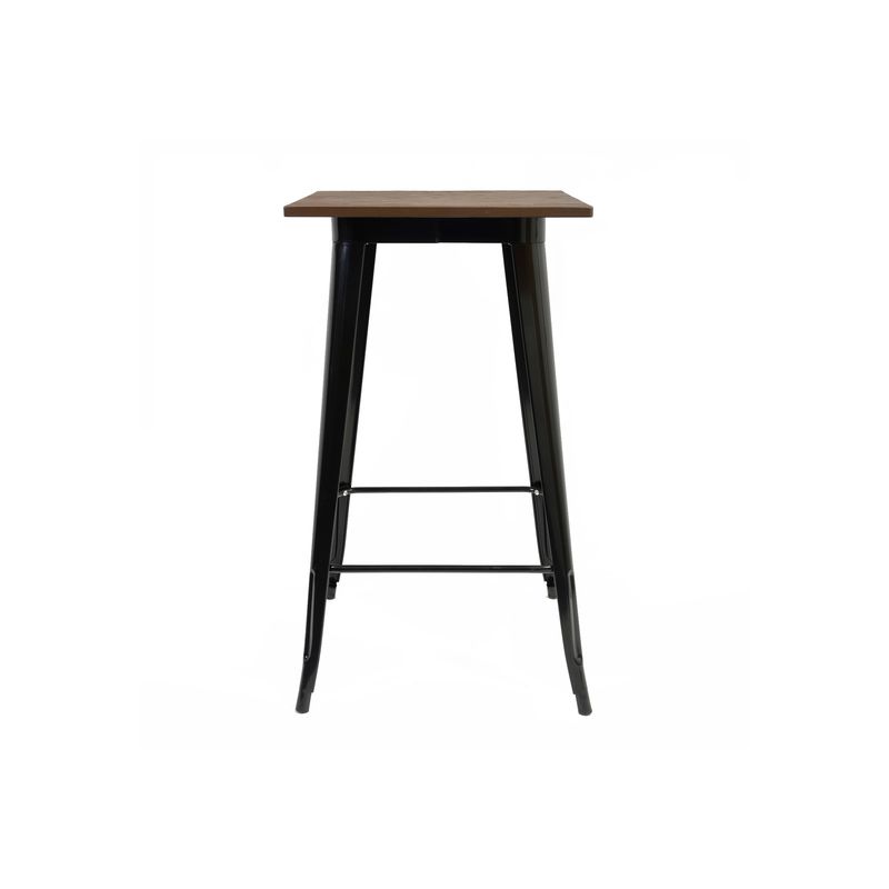 DE PIES A CABEZA - Mesa Bar Tolix 50X50 Madera Oscura Negra DE PIES A CABEZA