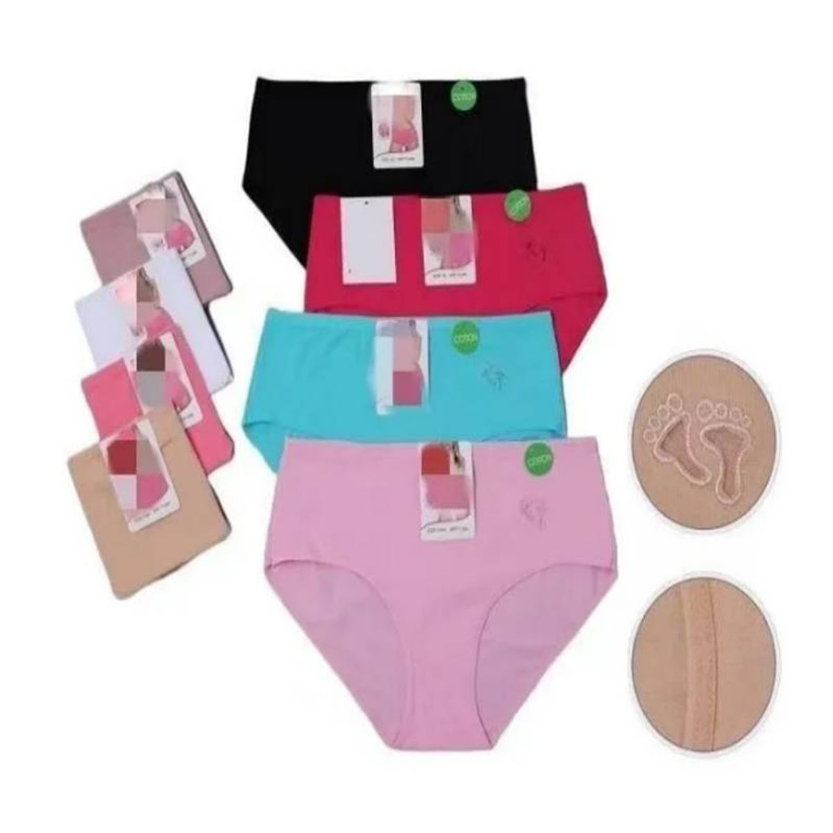 EVERSO - Pack 12 Calzones Algodón Mujer Tiro Alto Señora Tallas Grandes..