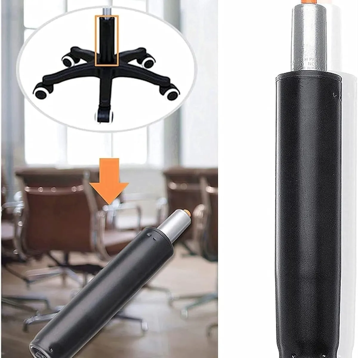 AIZO - 20cm Pistón De Gas Silla De Oficina Universal Para Toda Silla plata