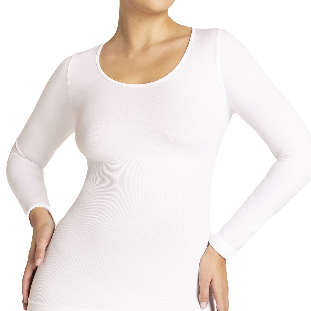 MONARCH - Polera Faja Manga Larga Blanco Monarch