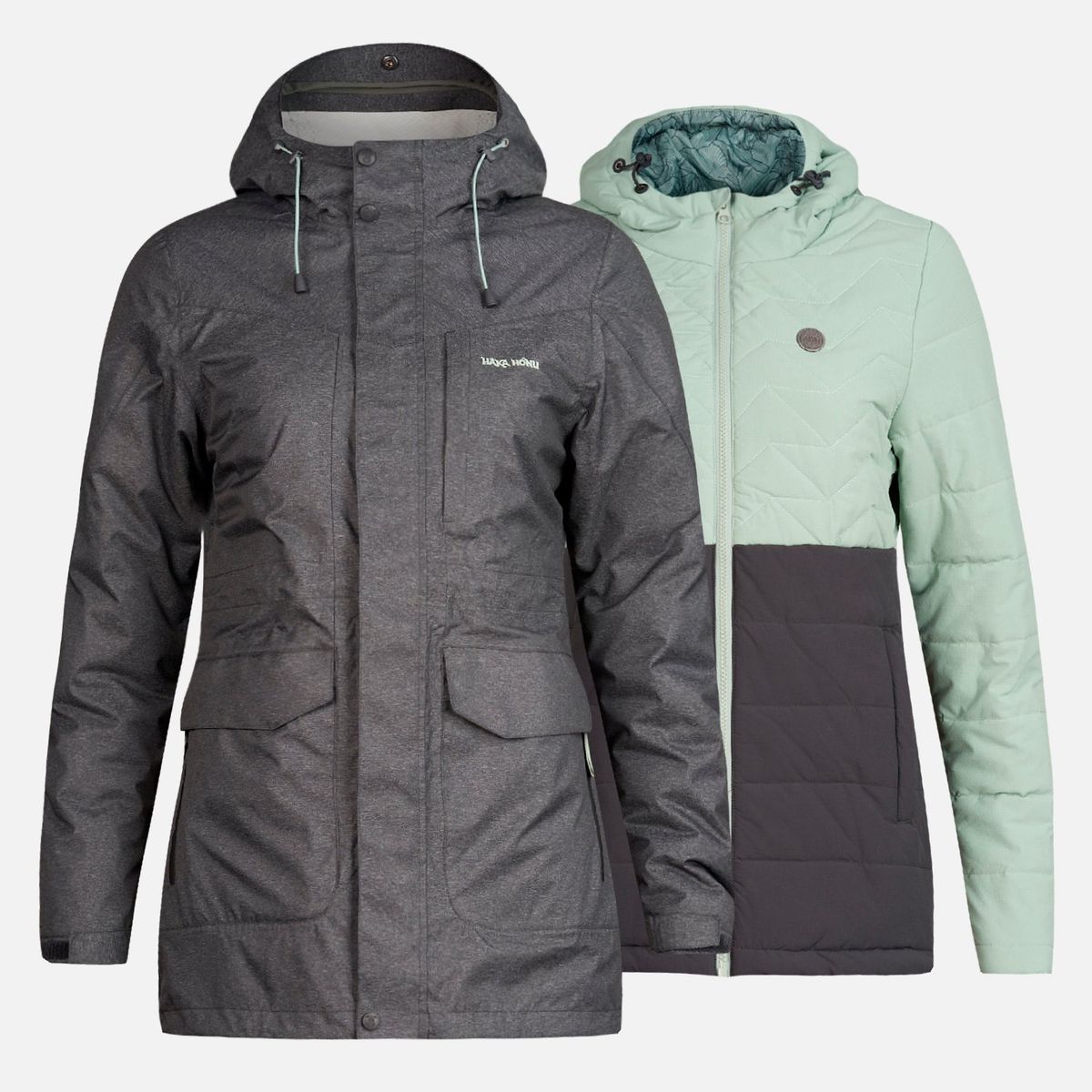 HAKA HONU - Chaqueta Mujer Perro Guapo Negro/Jade Haka Honu