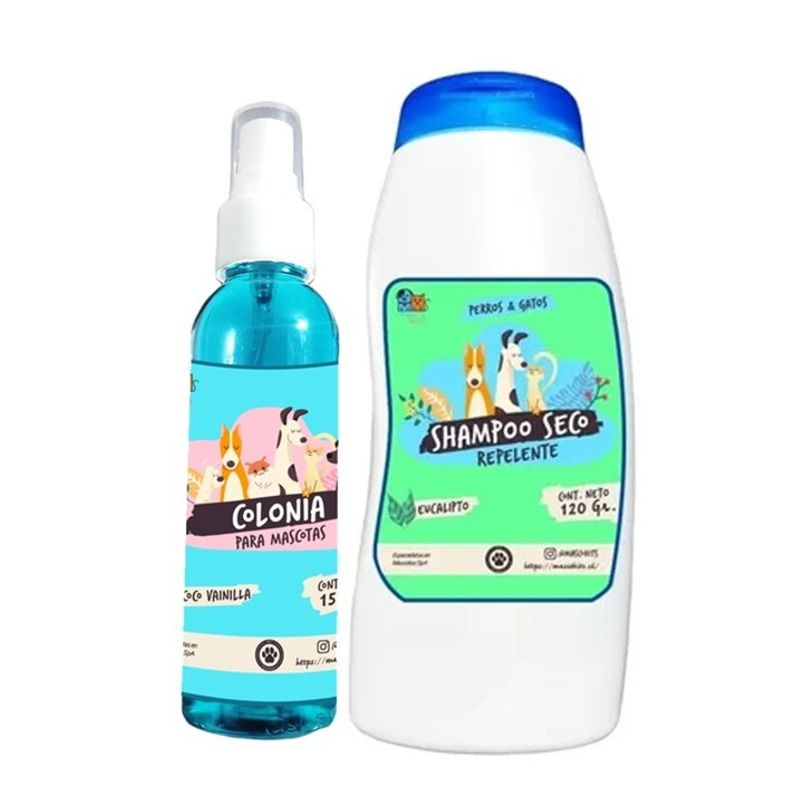 MASCOKITS - Kit Para Perro Shampoo Seco  Colonia Coco-Eucalipto