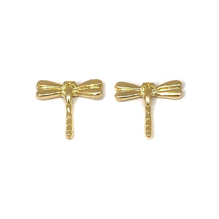 Aros Libelula Fina Enchapado Oro 18K Dorado TALLA UNICA