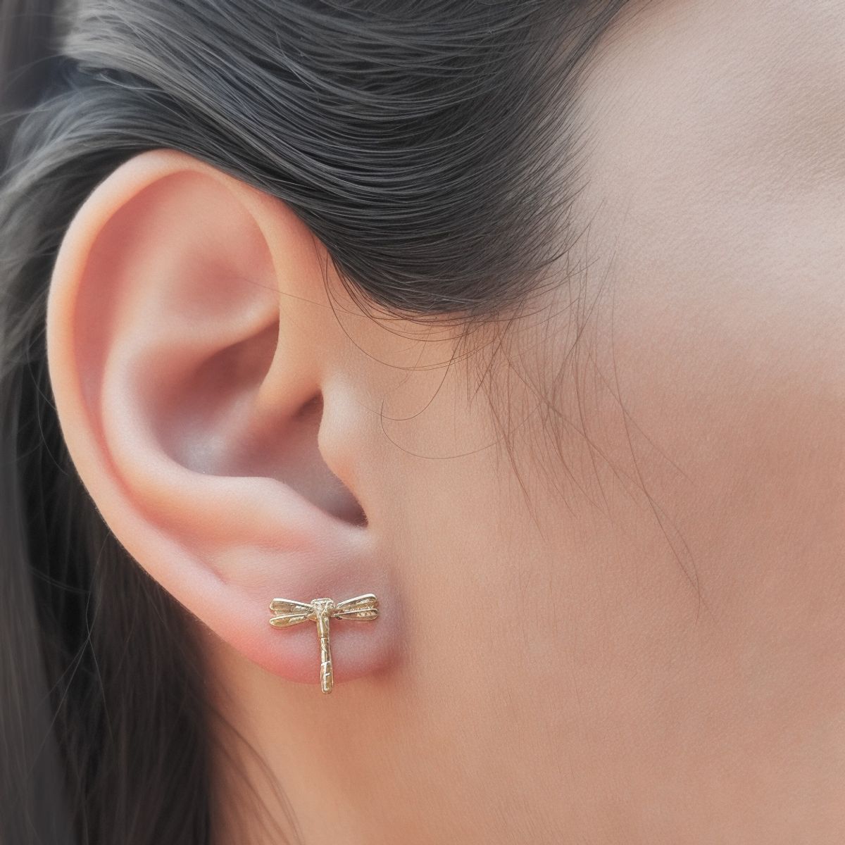 COGGIOLA - Aros Libélula Fina Enchapado Oro 18K