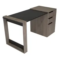 FMFURNITURE - Escritorio - Gris y Plomo 75.7x142x63.3 cm