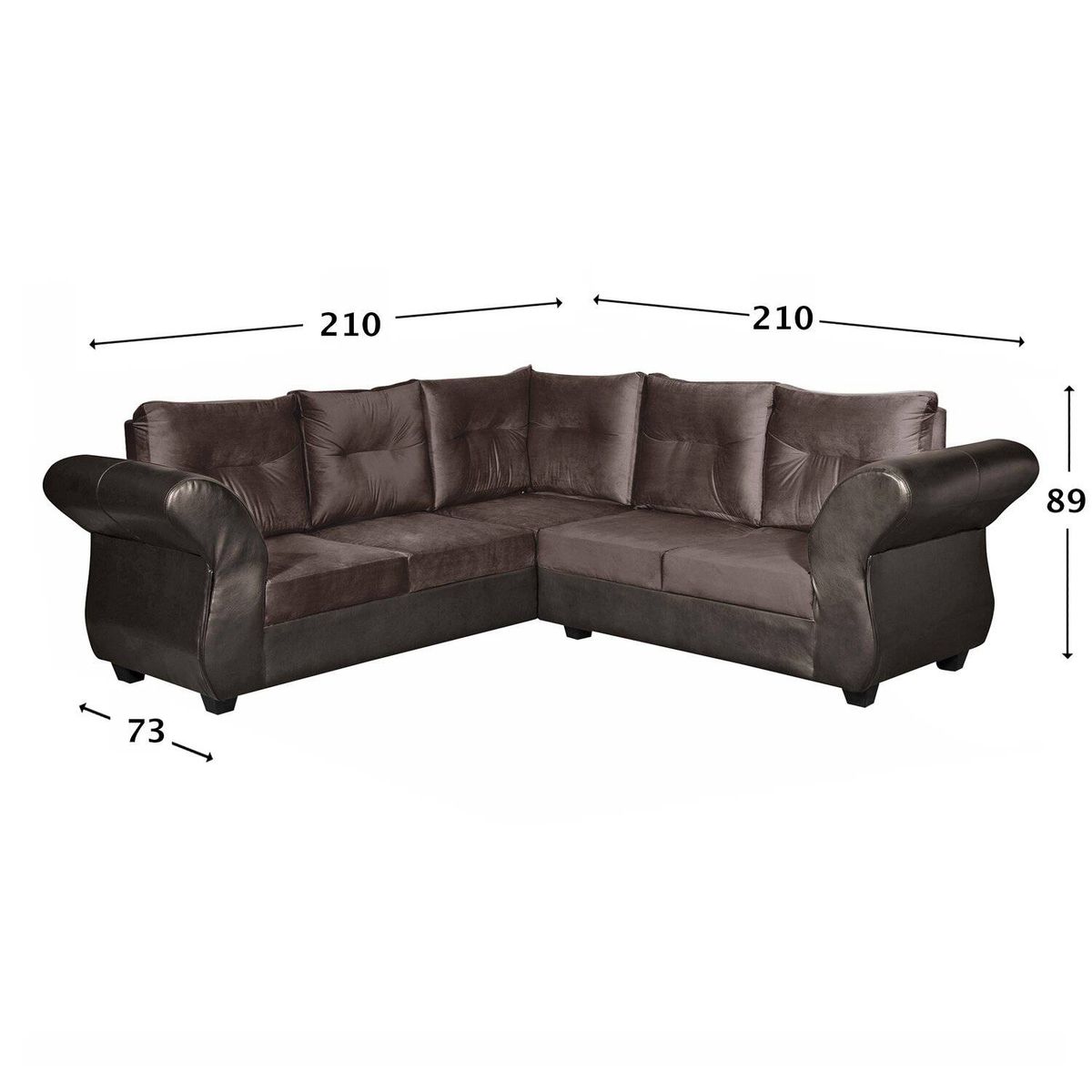 GENERICO - SOFA SECCIONAL EMMA FELPA-PU CHOCOLATE