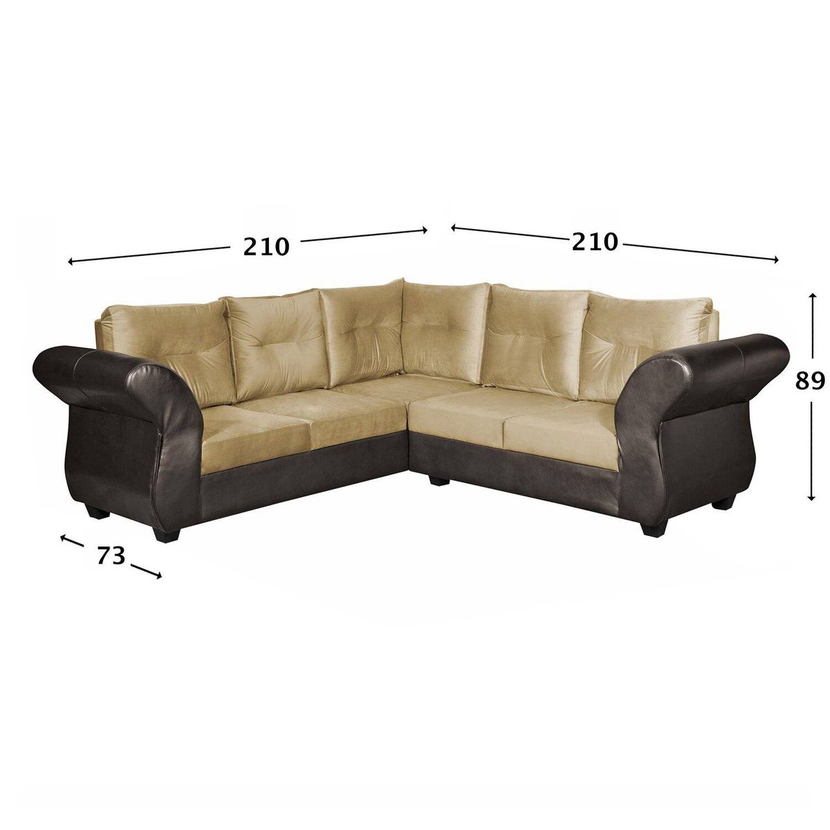 GENERICO - SOFA SECCIONAL EMMA FELPA-PU BEIGE