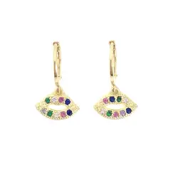 ANDREA COGGIOLA JOYAS - Aros Argolla Beso Circón Colores Enchapado Oro 18K