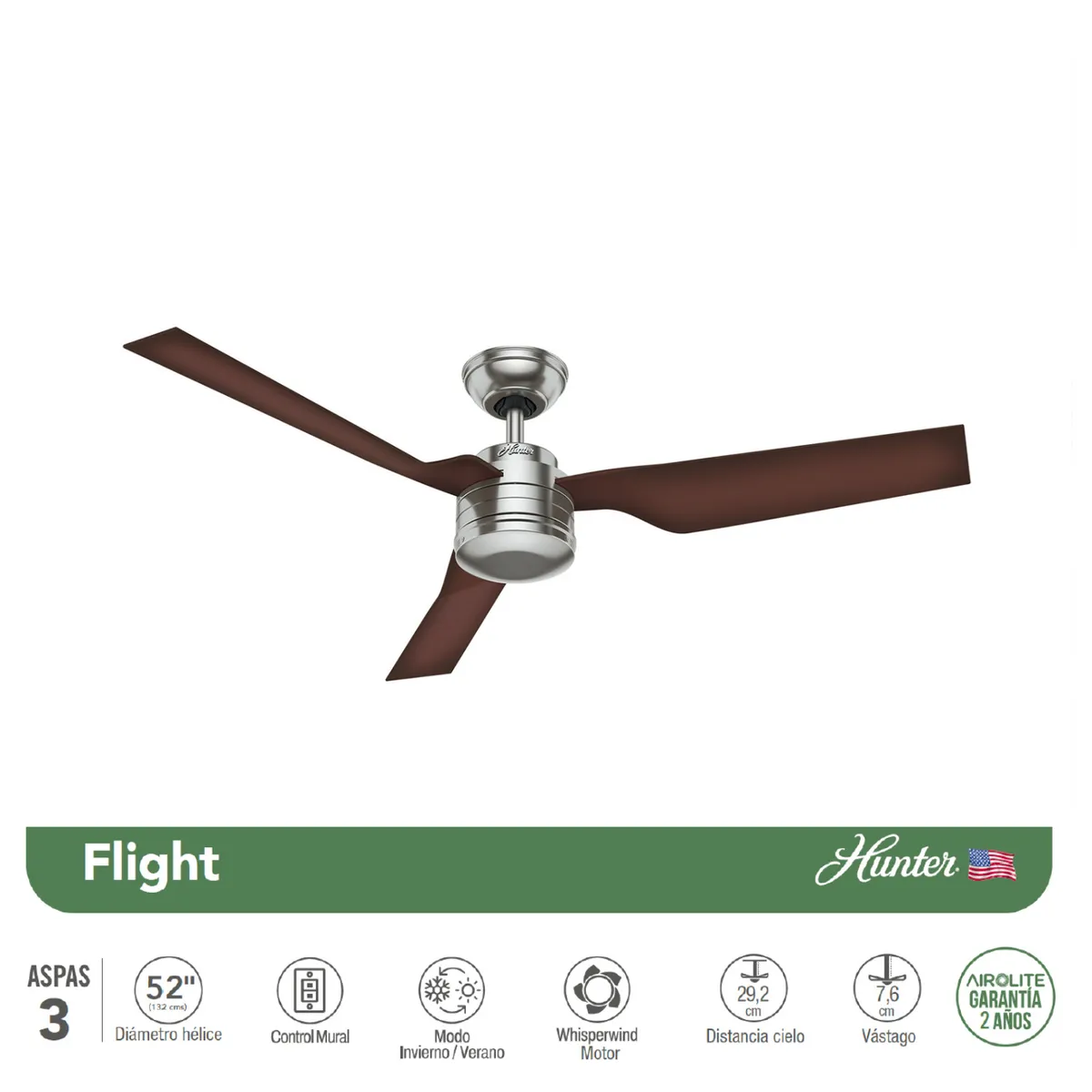 HUNTER - VENTILADOR DE TECHO HUNTER FLIGHT 52”