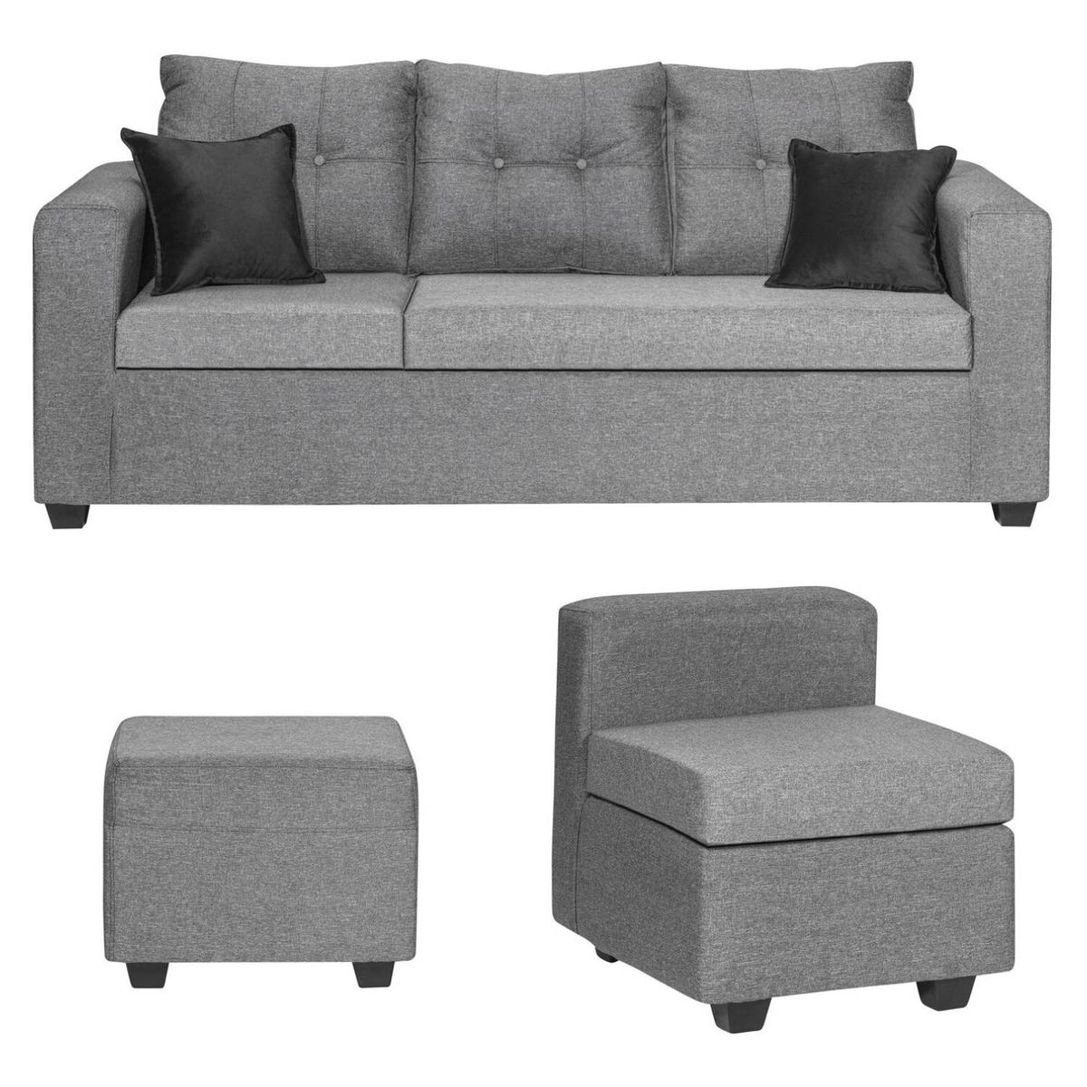 GENERICO - SOFA ANTONELLA + 1 PUFF GRIS