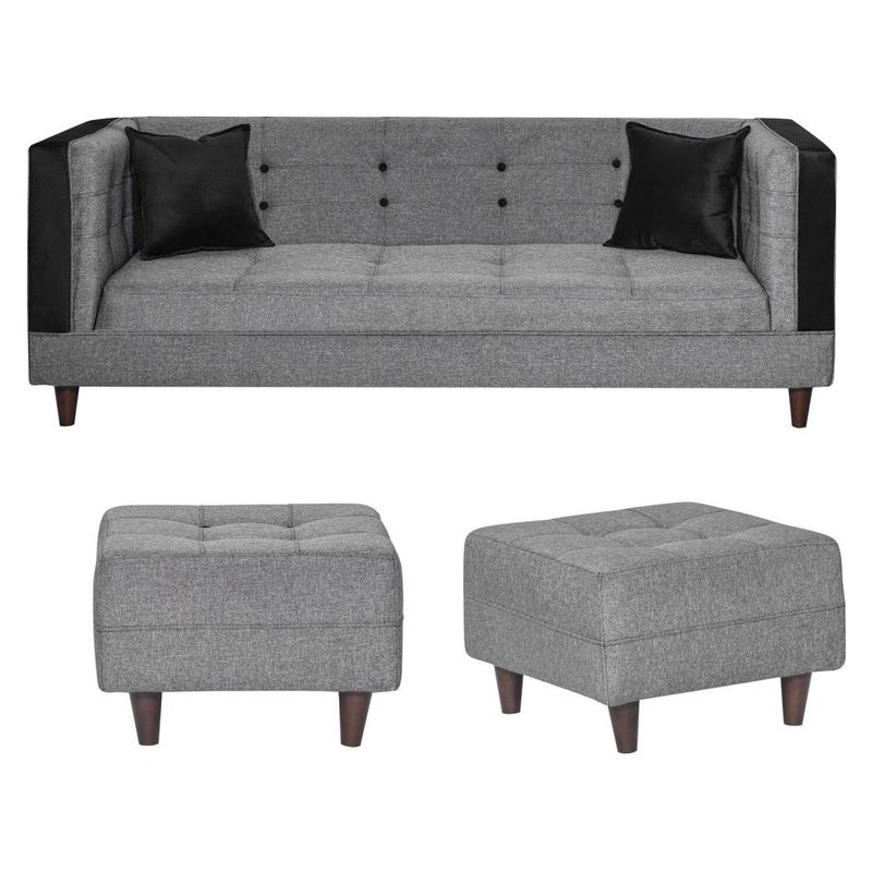 GENERICO - SOFA SANTA MONICA + 2 PUFF GRIS