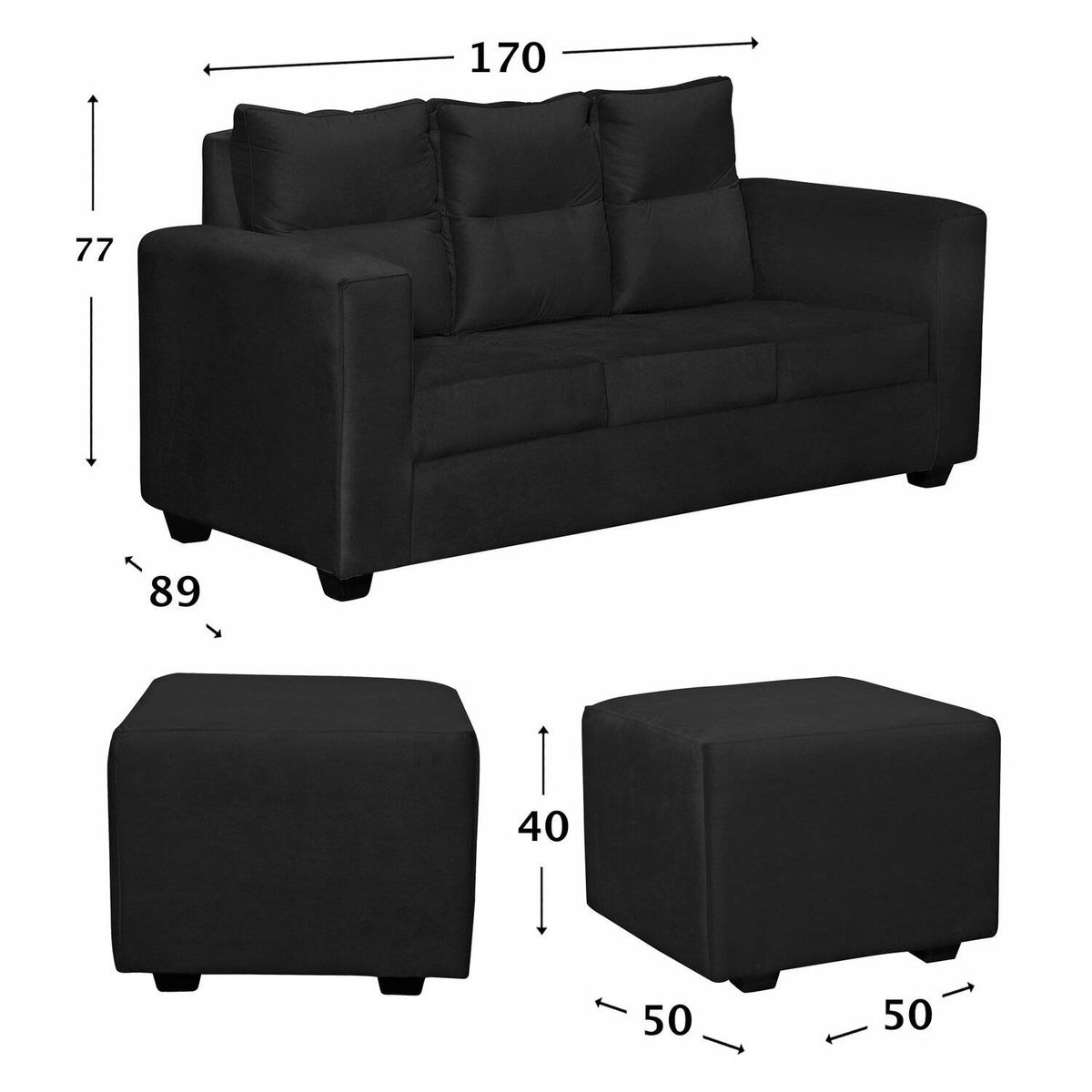 GENERICO - SOFA LORETO FELPA NEGRO
