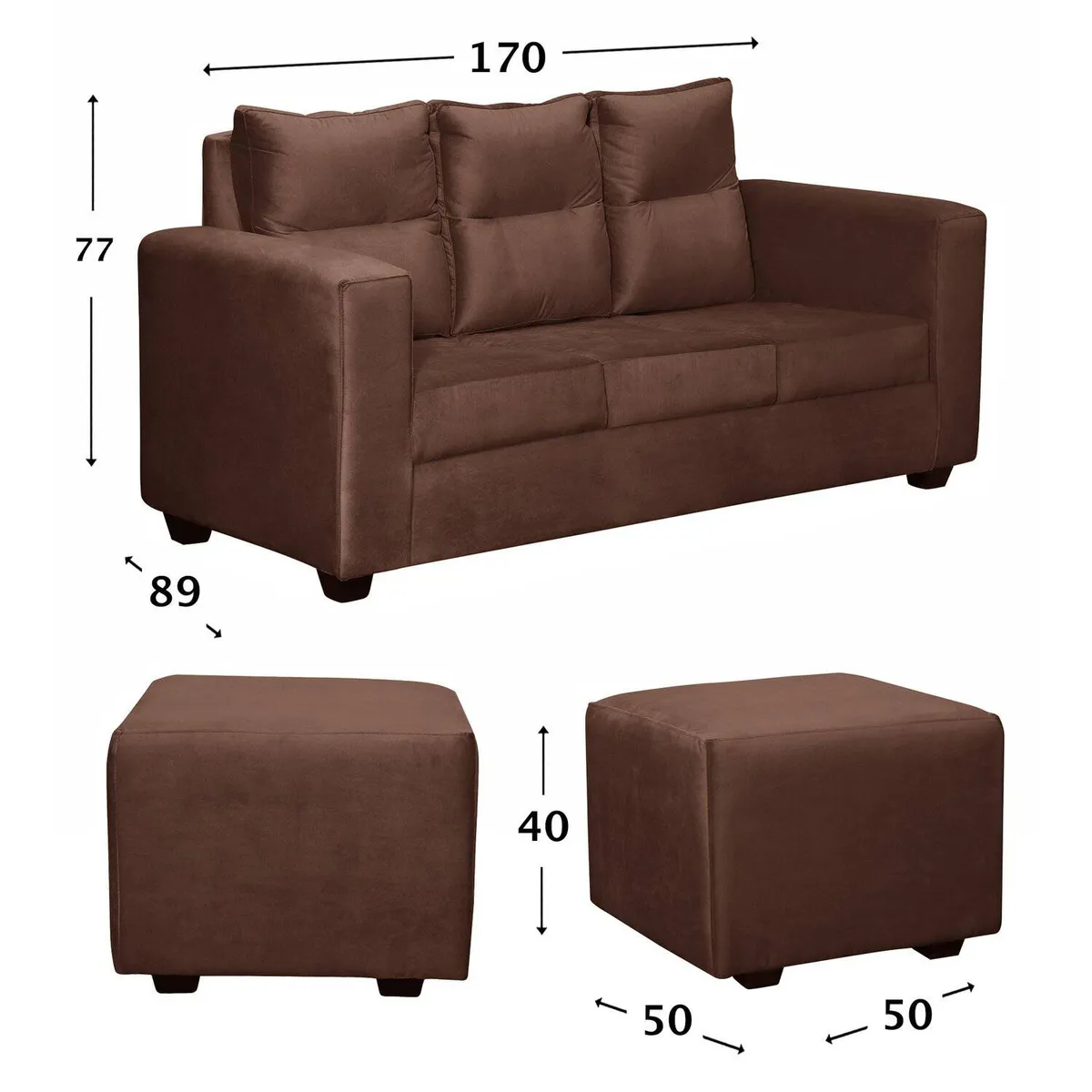 GENERICO - SOFA LORETO FELPA CHOCOLATE